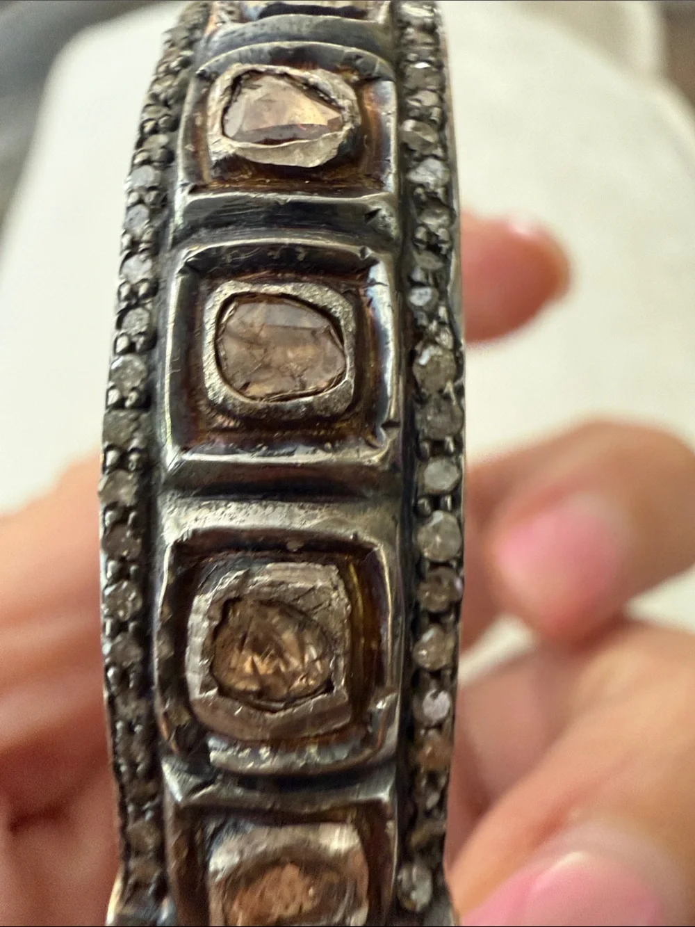 Authentic Safia Day Fine Jewelry Sliced Polki Diamond Bangle